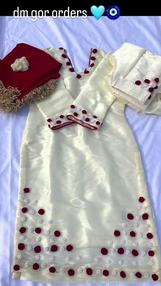 White & Red Traditional Suit