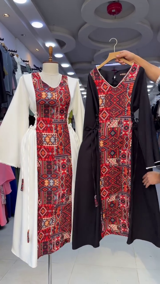 Bohemian Ethnic Print Panel Maxi Dress for Women