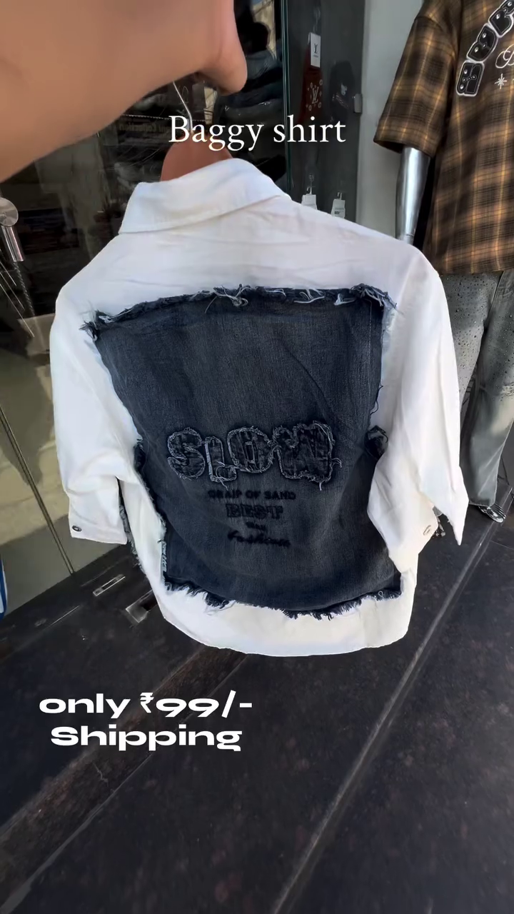 Black Oversized Patchwork Shirt