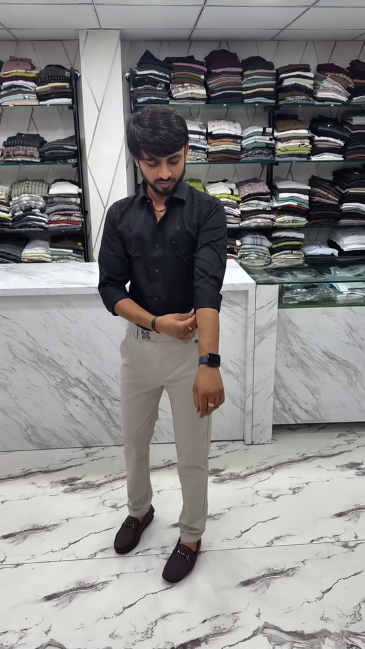 Men’s Premium White Studded Formal Shirt – Slim Fit Party Wear