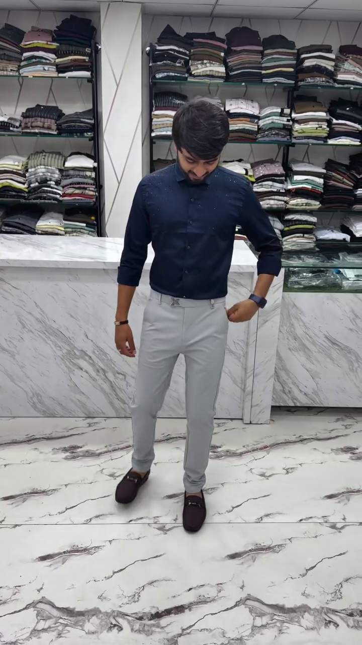 Men’s Premium White Studded Formal Shirt – Slim Fit Party Wear