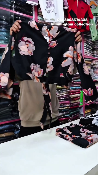 Floral Button-Front Crop Top