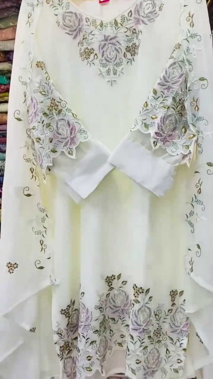 Elegant White Embroidered Kaftan Suit