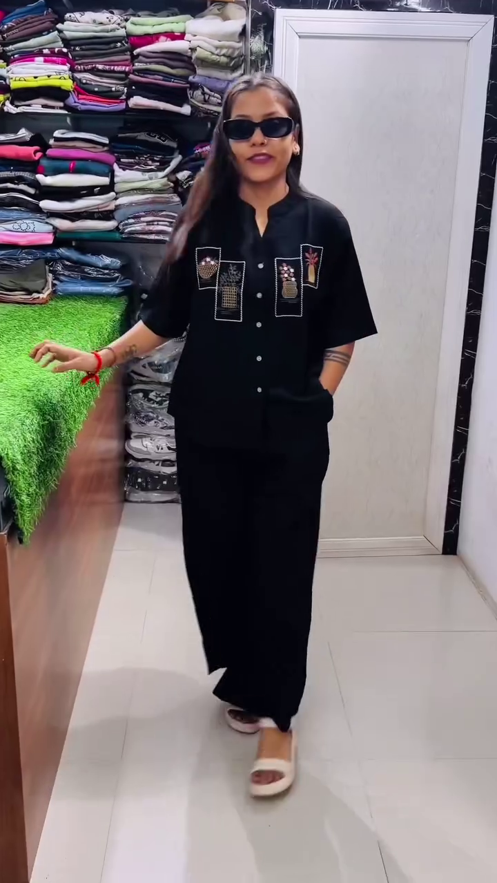Korean Style Embroidered Co-Ord Set for Women