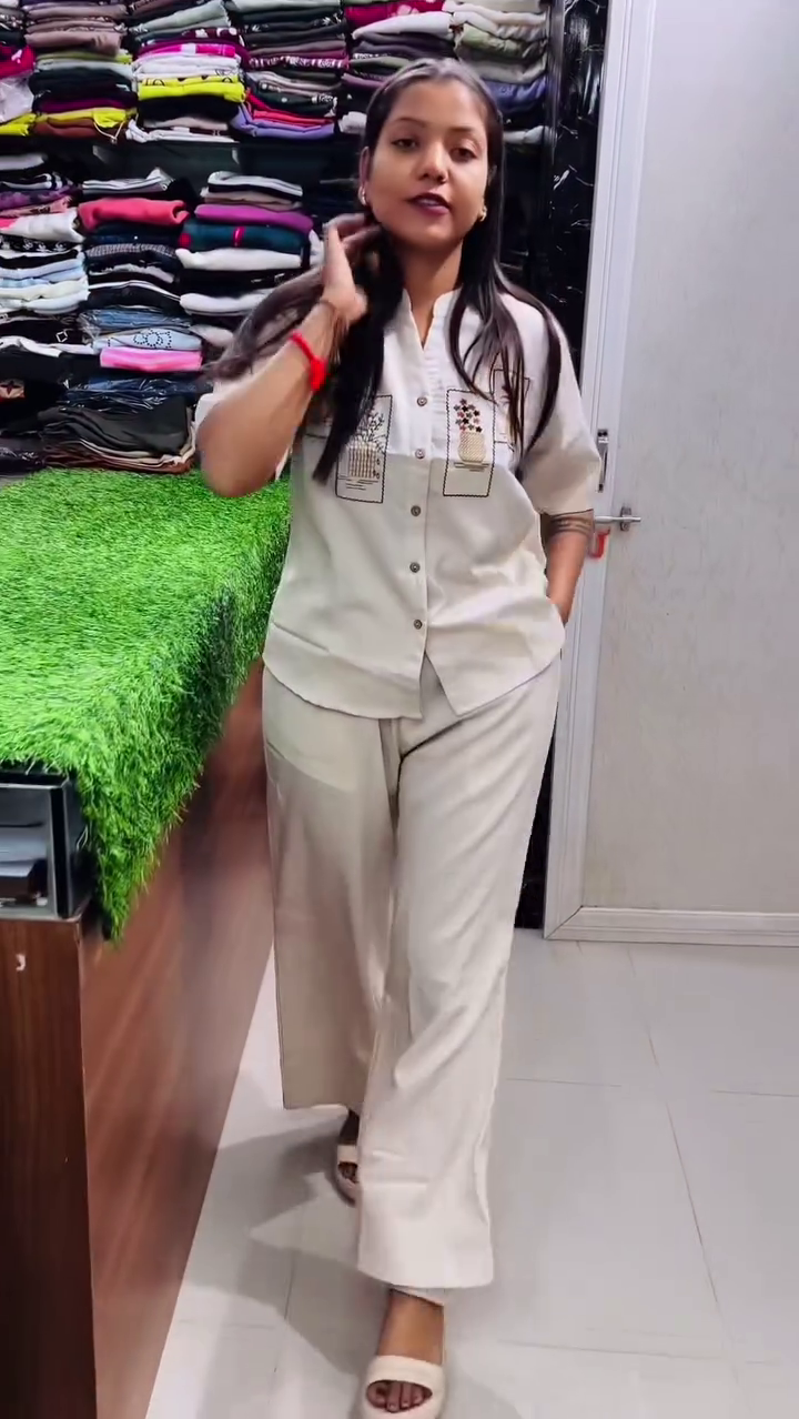 Korean Style Embroidered Co-Ord Set for Women