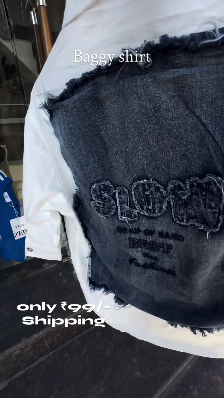 Black Oversized Patchwork Shirt