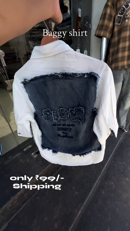 Black Oversized Patchwork Shirt