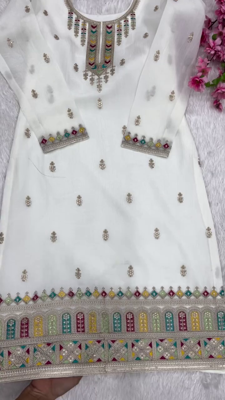 Elegant White Embroidered Suit