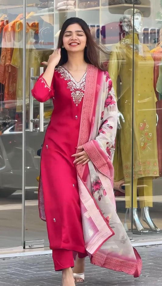 All New Pure Organza Kurta Set With Embroidery