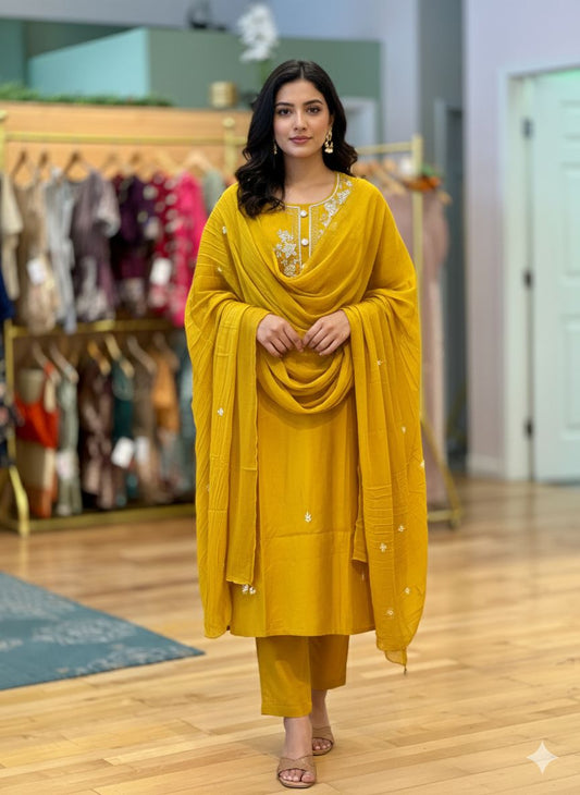 musterd colour hanwork salwar suit set